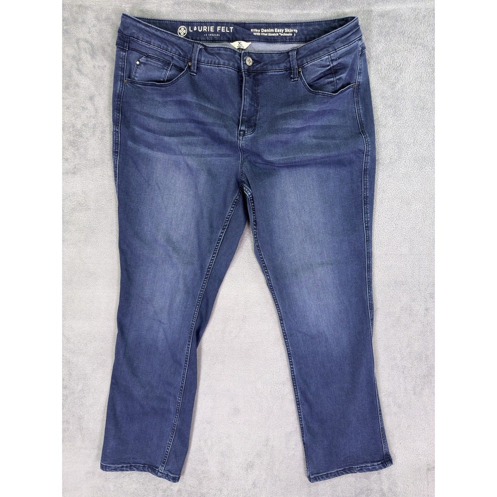 Laurie Felt Jeans Womens XL Blue Dark Wash High Rise Silky Denim Easy Skinny